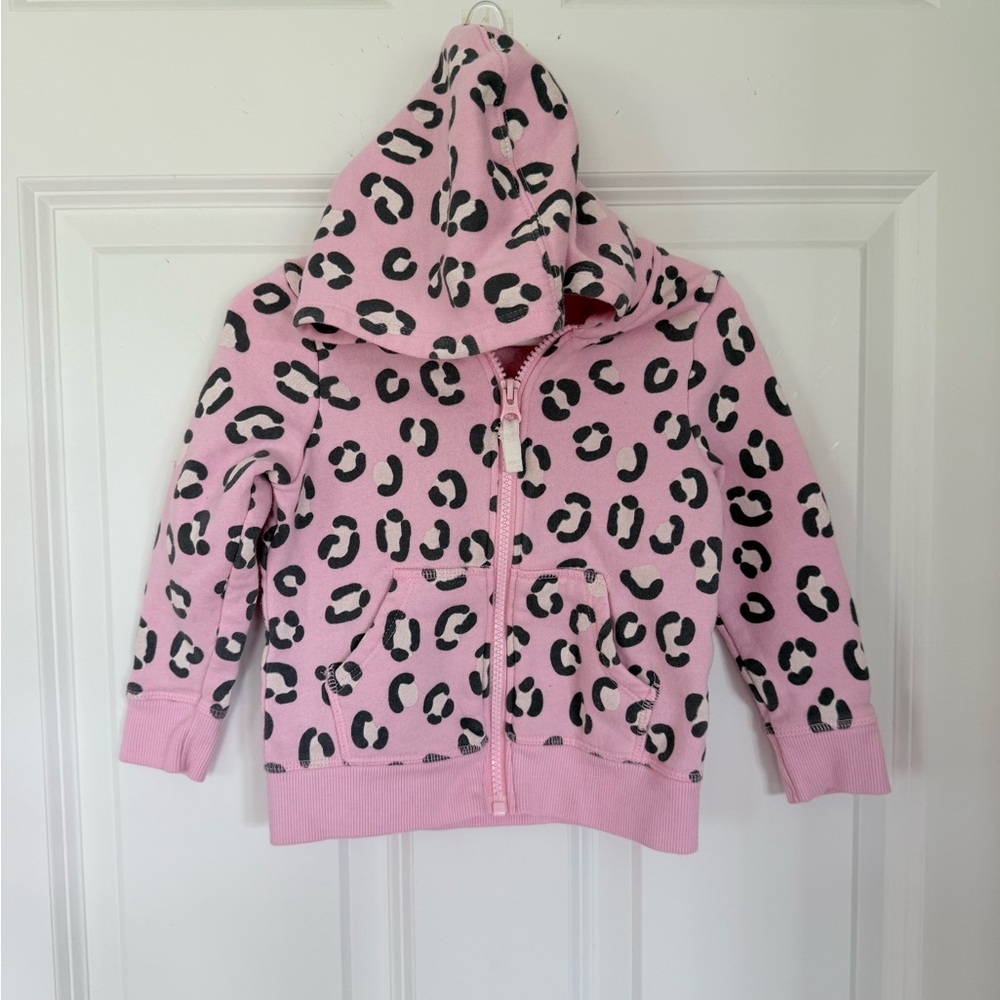 Cat & Jack Pink Leopard Print Girls Toddler Hoodie Sweatshirt - Size 2t